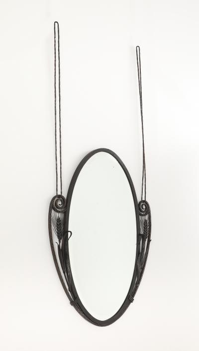 French Art Deco Wrought Iron Wall Mirror circa 1930