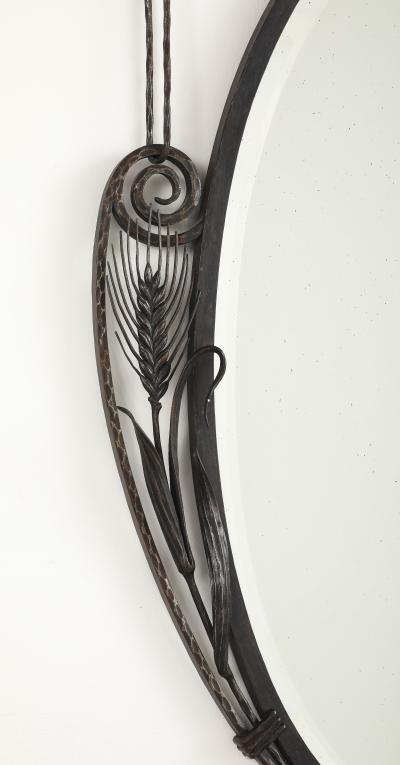 French Art Deco Wrought Iron Wall Mirror circa 1930
