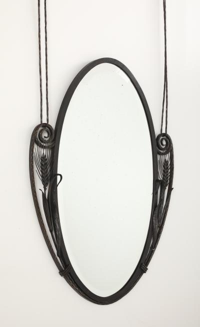 French Art Deco Wrought Iron Wall Mirror circa 1930
