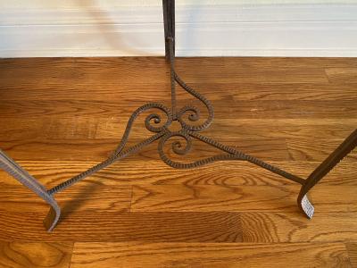 French Art Deco Wrought Iron and Marble Side Table