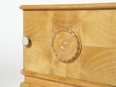 French Art Deco carved ash wood nightstand 1940s