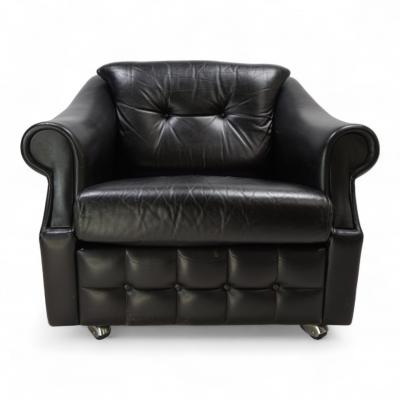 French Art Deco leather armchair 1960