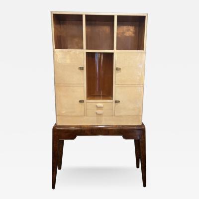French Art Deco parched and walnut cabinet