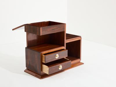 French Art Deco rosewood and brass sewing cabinet 1940s