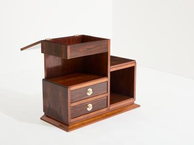 French Art Deco rosewood and brass sewing cabinet 1940s