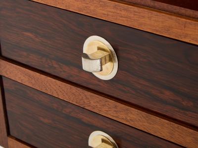 French Art Deco rosewood and brass sewing cabinet 1940s