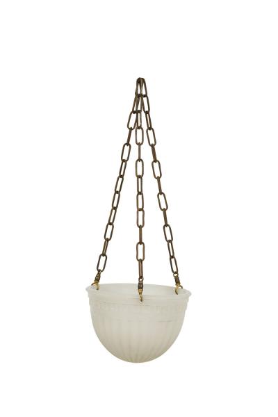 French Art Deco white alabaster bowl shaped lantern