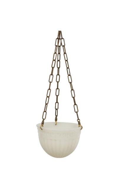 French Art Deco white alabaster bowl shaped lantern