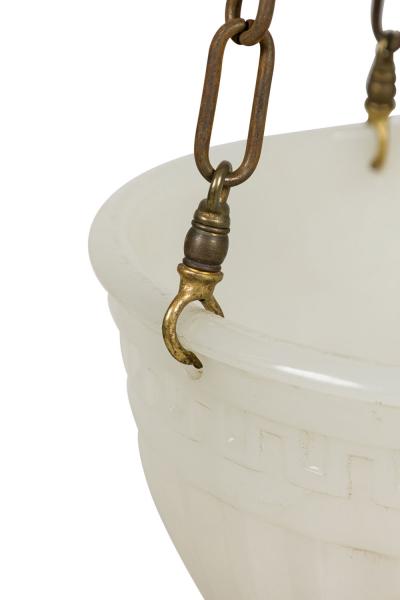 French Art Deco white alabaster bowl shaped lantern
