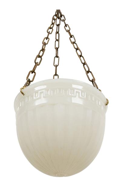 French Art Deco white alabaster bowl shaped lantern