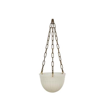 French Art Deco white alabaster bowl shaped lantern
