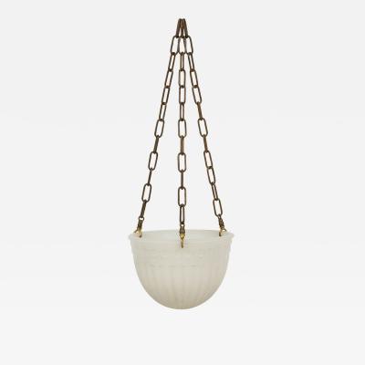 French Art Deco white alabaster bowl shaped lantern