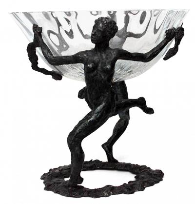 French Art Moderne Bronze Centerpiece with Two Female Figures