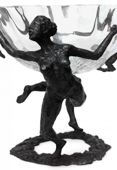 French Art Moderne Bronze Centerpiece with Two Female Figures