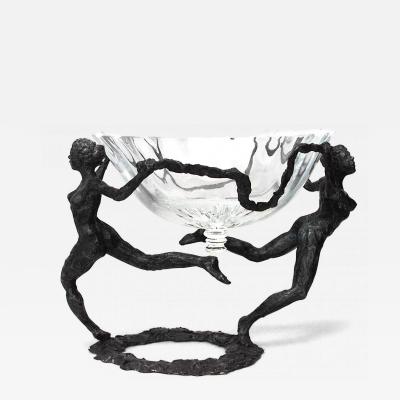 French Art Moderne Bronze Centerpiece with Two Female Figures