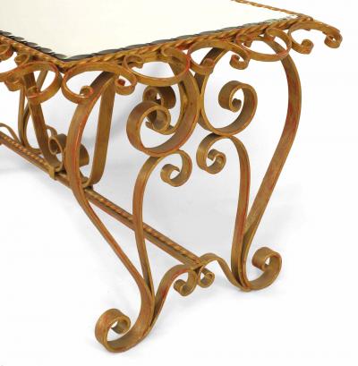 French Art Moderne Gilt Iron and Mirror Coffee Table