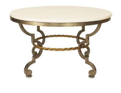French Art Moderne Style Bronze and Limestone Coffee Table