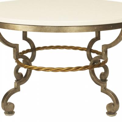 French Art Moderne Style Bronze and Limestone Coffee Table