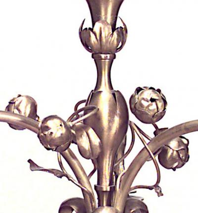 French Art Nouveau Brass Chandelier