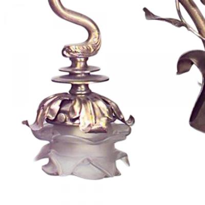 French Art Nouveau Brass Floral Chandelier