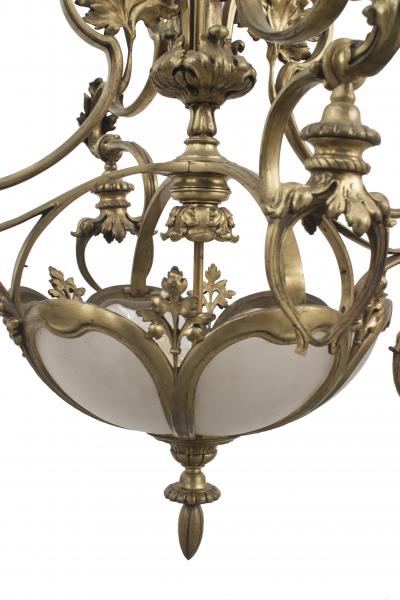 French Art Nouveau Bronze Dore Chandelier