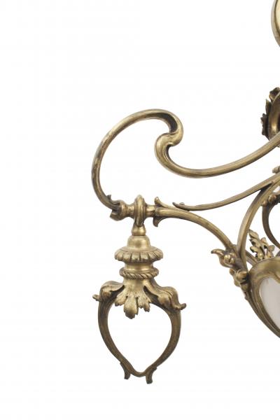 French Art Nouveau Bronze Dore Chandelier