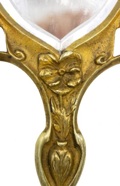 French Art Nouveau Bronze Dore Hand Mirror