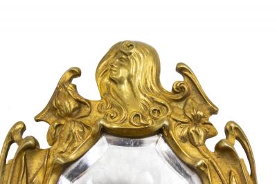 French Art Nouveau Bronze Dore Hand Mirror