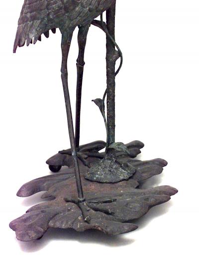 French Art Nouveau Bronze Heron Floor Lamp