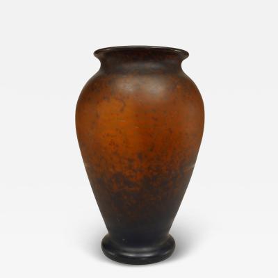 French Art Nouveau Brown Speckled Glass Vase