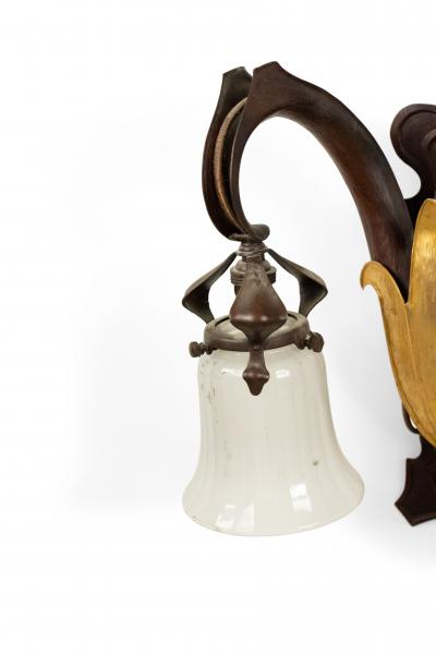 French Art Nouveau Copper Fleur de Lis Wall Sconces