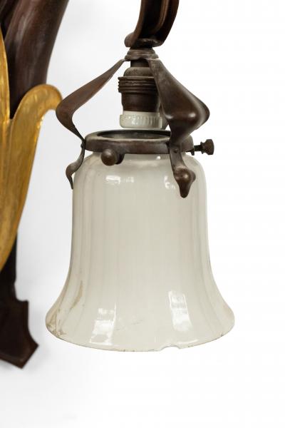 French Art Nouveau Copper Fleur de Lis Wall Sconces