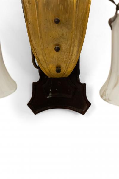 French Art Nouveau Copper Fleur de Lis Wall Sconces