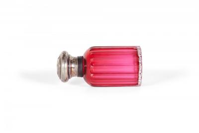 French Art Nouveau Cranberry Glass Perfume Bottles