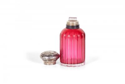 French Art Nouveau Cranberry Glass Perfume Bottles
