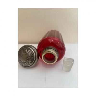 French Art Nouveau Cranberry Glass Perfume Bottles