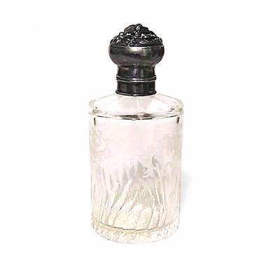 French Art Nouveau Etched Crystal Perfume Bottle