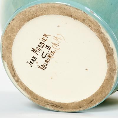 French Art Nouveau Floral Decorated Majolica Jardiniere with Tall Pedestal