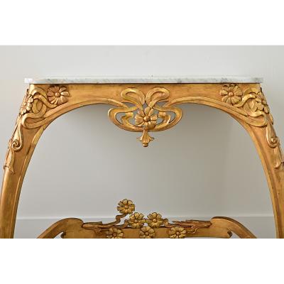 French Art Nouveau Gilt Console Table
