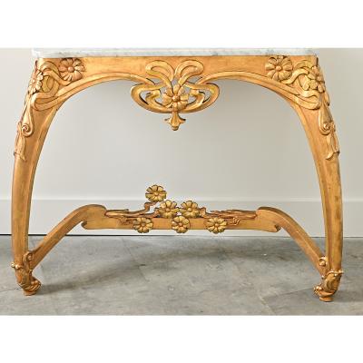 French Art Nouveau Gilt Console Table