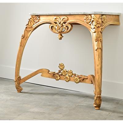 French Art Nouveau Gilt Console Table