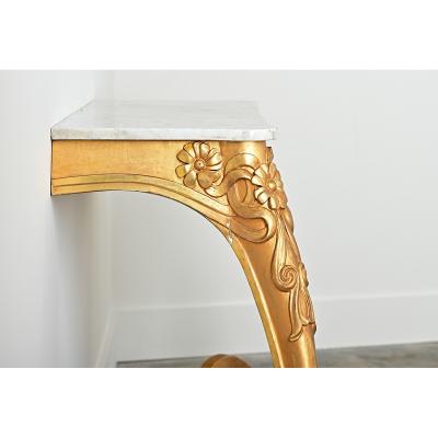 French Art Nouveau Gilt Console Table