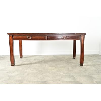 French Art Nouveau Mahogany Leather Partners Desk