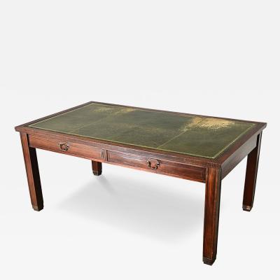 French Art Nouveau Mahogany Leather Partners Desk