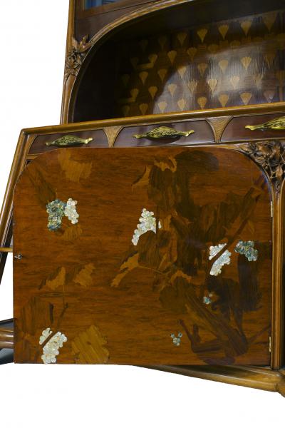 French Art Nouveau Mahogany and Walnut Cupboard