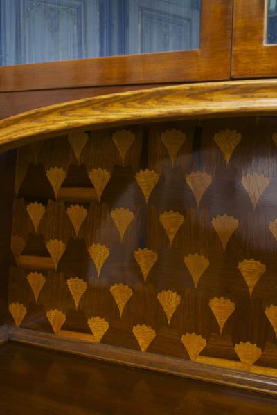 French Art Nouveau Mahogany and Walnut Cupboard