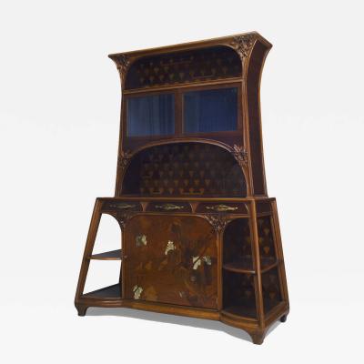 French Art Nouveau Mahogany and Walnut Cupboard