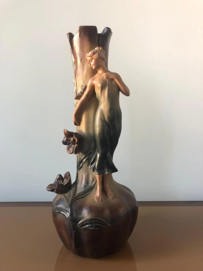 French Art Nouveau Pair of Large Terracotta Vases circa 1910