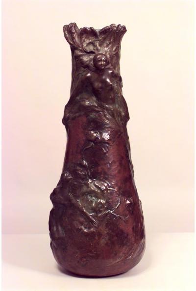 French Art Nouveau Peyre Bronze Figural Vase by RCE PEYRE