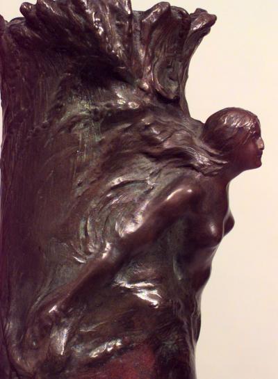 French Art Nouveau Peyre Bronze Figural Vase by RCE PEYRE